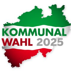 NRW Karte, Text Kommunalwahl 2025